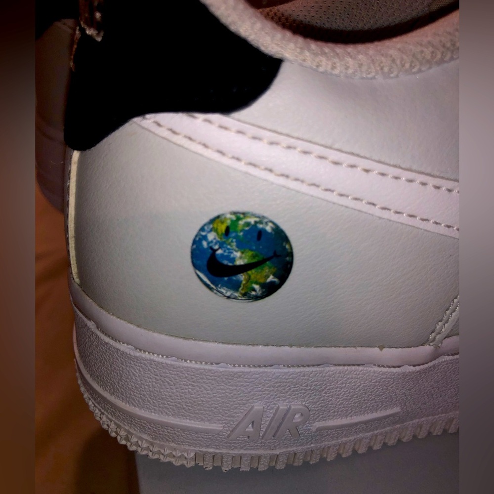 Photon Dust/Black with Earth 🌍 & Peace ☮️ Sign Nike Air Force One for Boys